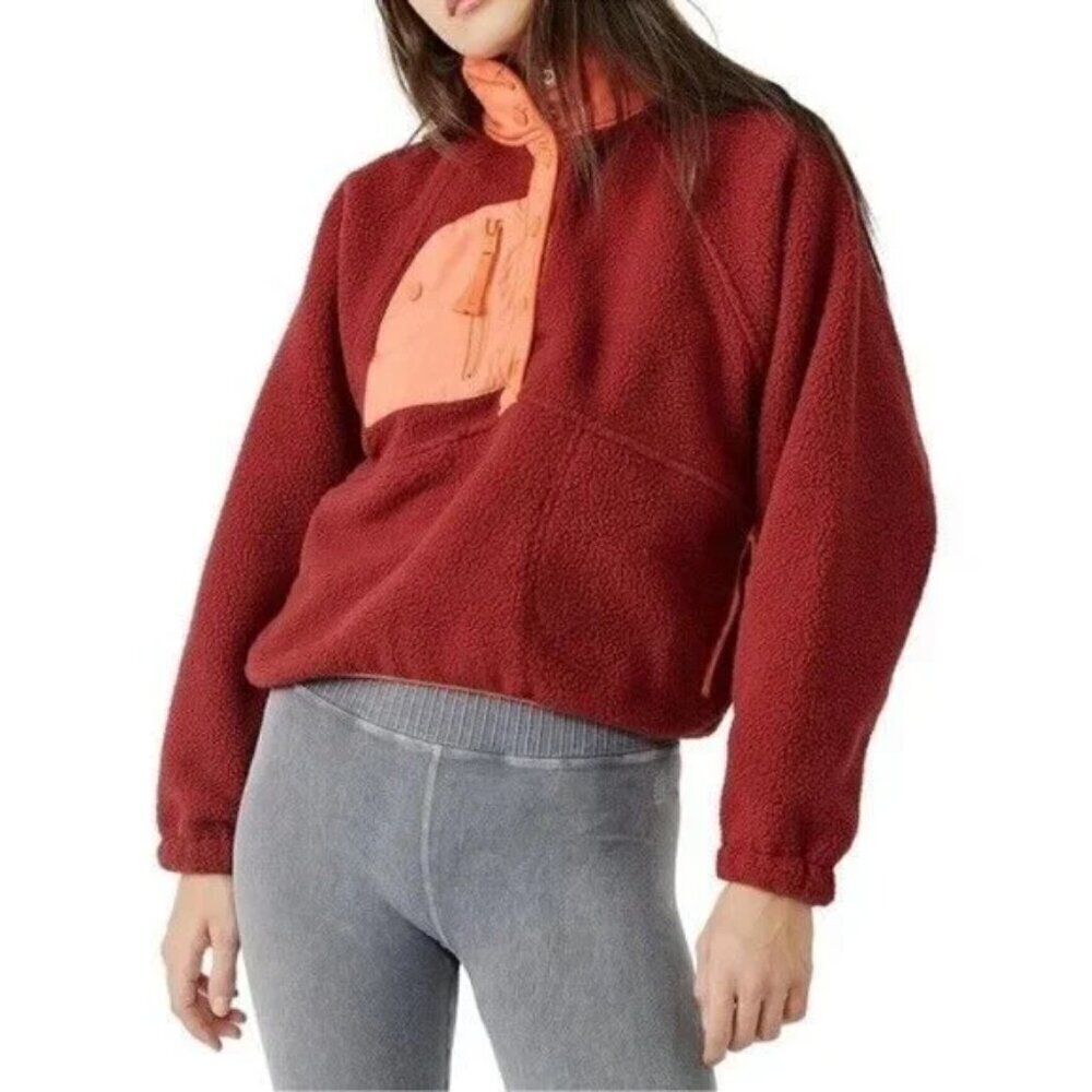 FREE PEOPLE Movement Hit The Slopes Pullover in Dark Red Size Medium
